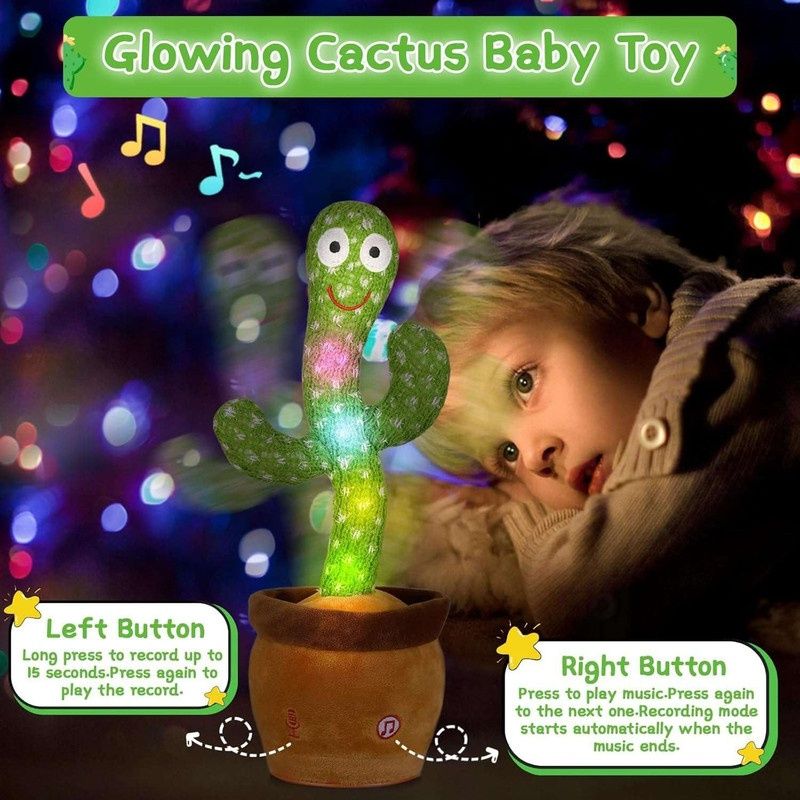 Fablue Rechargeable Dancing And Talking Cactus Toy - Recording Repeat Funny Educational Toy
