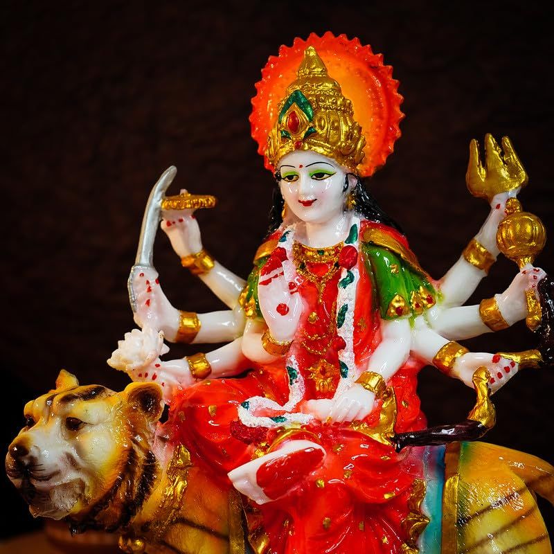 Ekhasa Aura Series Big Size Marble Dust Durga Maa Idol | 1 ft | Handpainted Durga Mata Murti