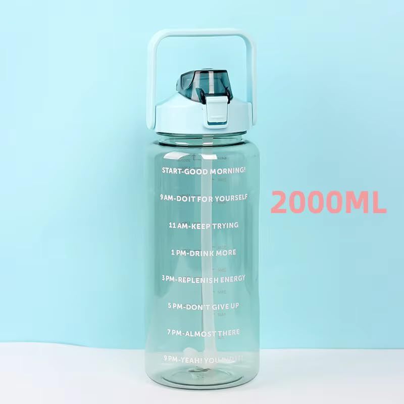 Clazkit 2L Motivational Water Bottle with Time Marker Multicolor