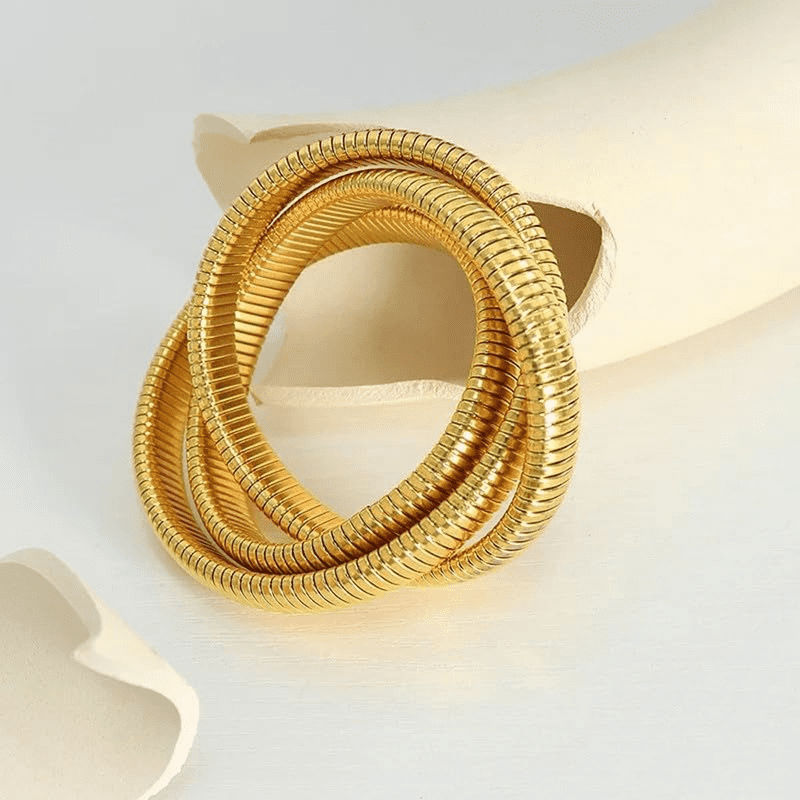Designs & You Gold Plated Triple Layer Snake Chain Tangled Bracelet