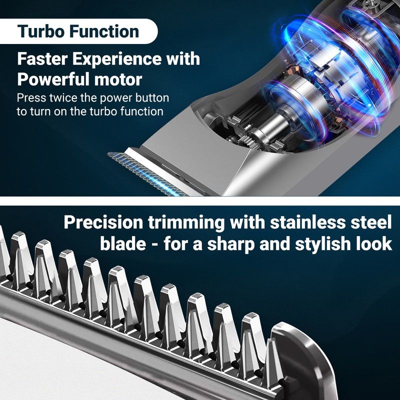 VGR V-071 Professional Beard & Mustache Hair Trimmer for Men With 120 Min Runtime | Silver
