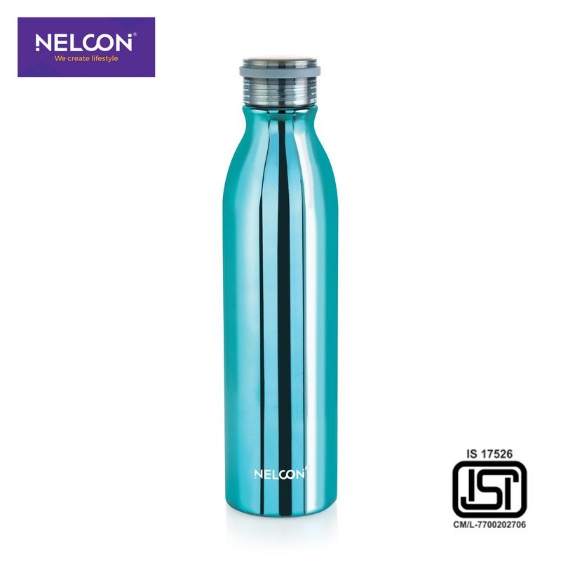 Nelcon Stark Vacuum Flask SS Bottle | School | Gym | ISI Certified| 1000 ml | Blue