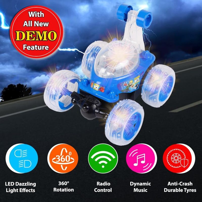 Fablue Rotating Rolling Remote Control Car For Kids - 360 Degree Rotating Car Toy