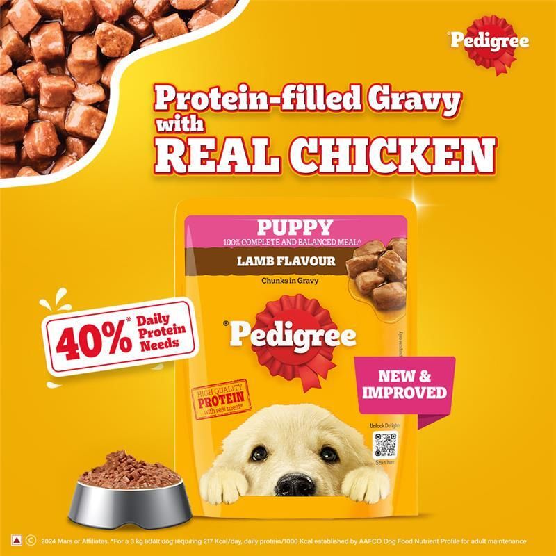 Pedigree Puppy Lamb Flavour Chunks In Gravy Wet Dog Food