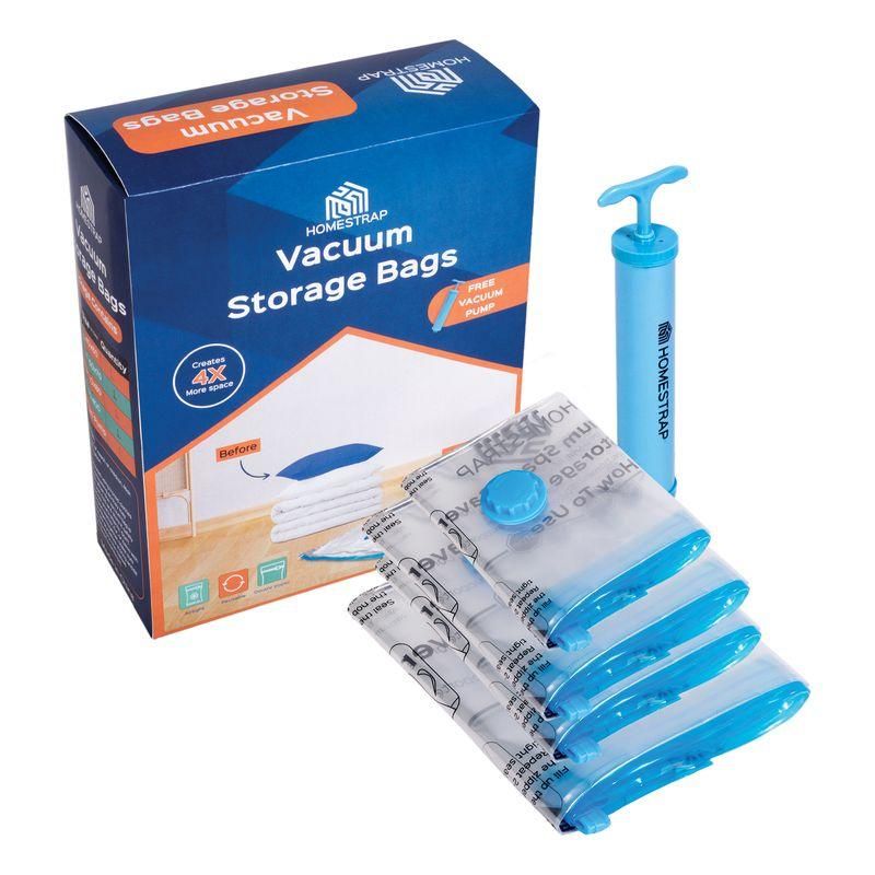 HomeStrap Vacuum Storage Bag | 1 Small, 2 Medium & 1 Large With 1 Pump