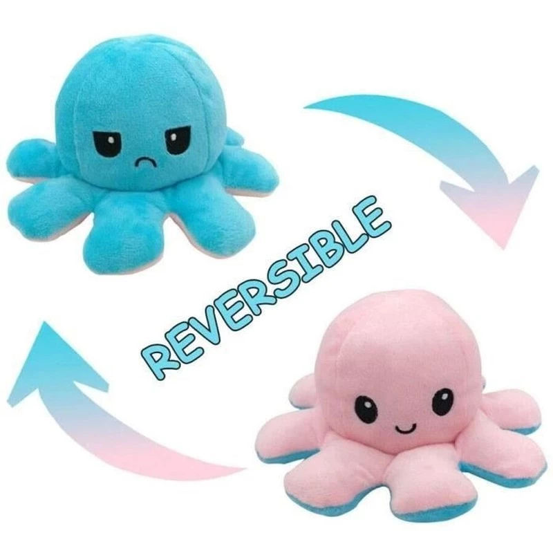 Fablue Octopus Reversible Sitting Plush Soft Toy Animal For Kids