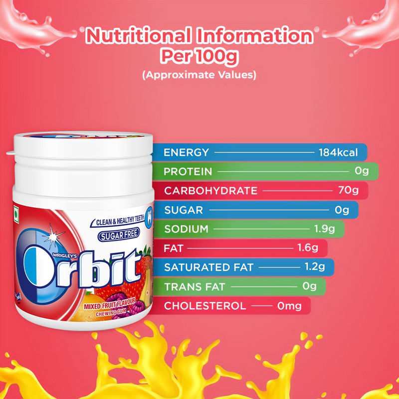 Orbit Sugar Free Mixed Fruit Chewing Gum Tube
