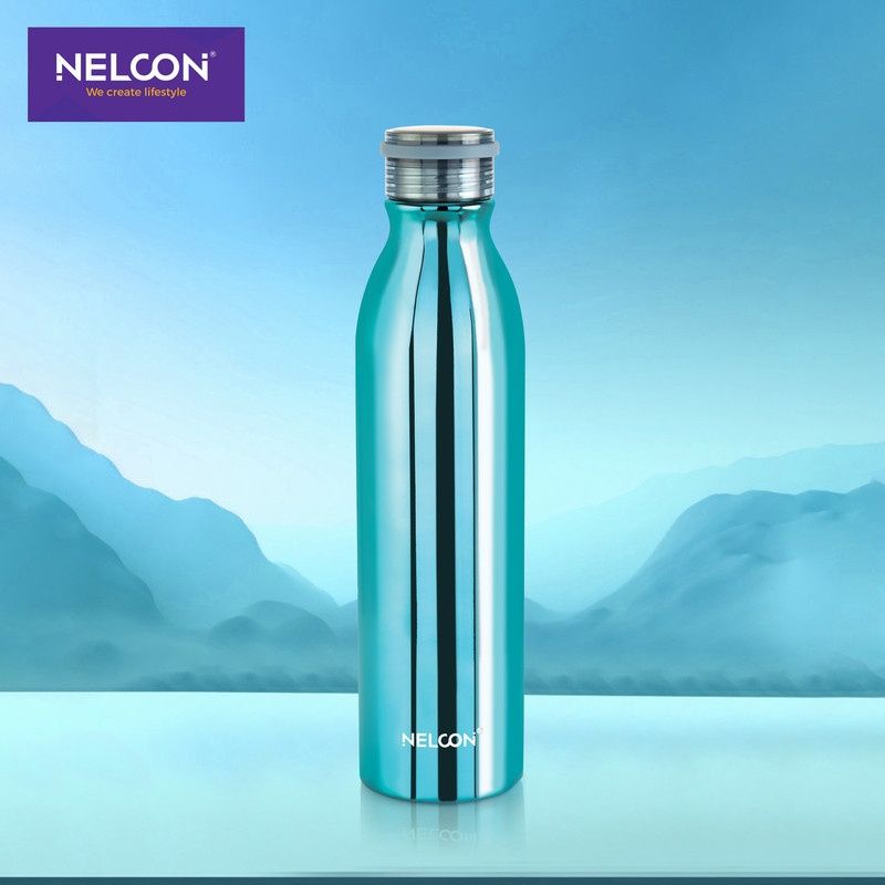 Nelcon Stark Vacuum Flask SS Bottle | School | Gym | ISI Certified| 1000 ml | Blue