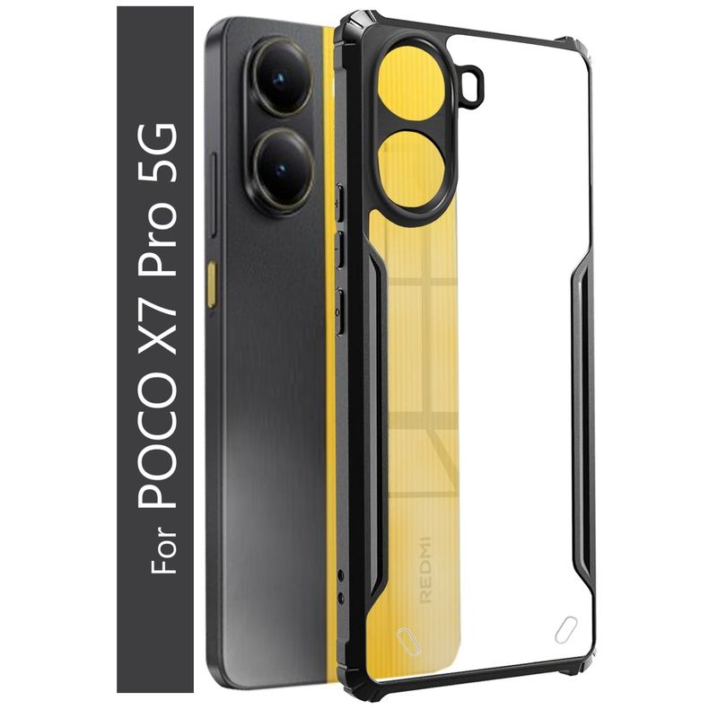 Kwine Case Poco X7 Pro 5G Back Cover - Black Bordered Transparent Case