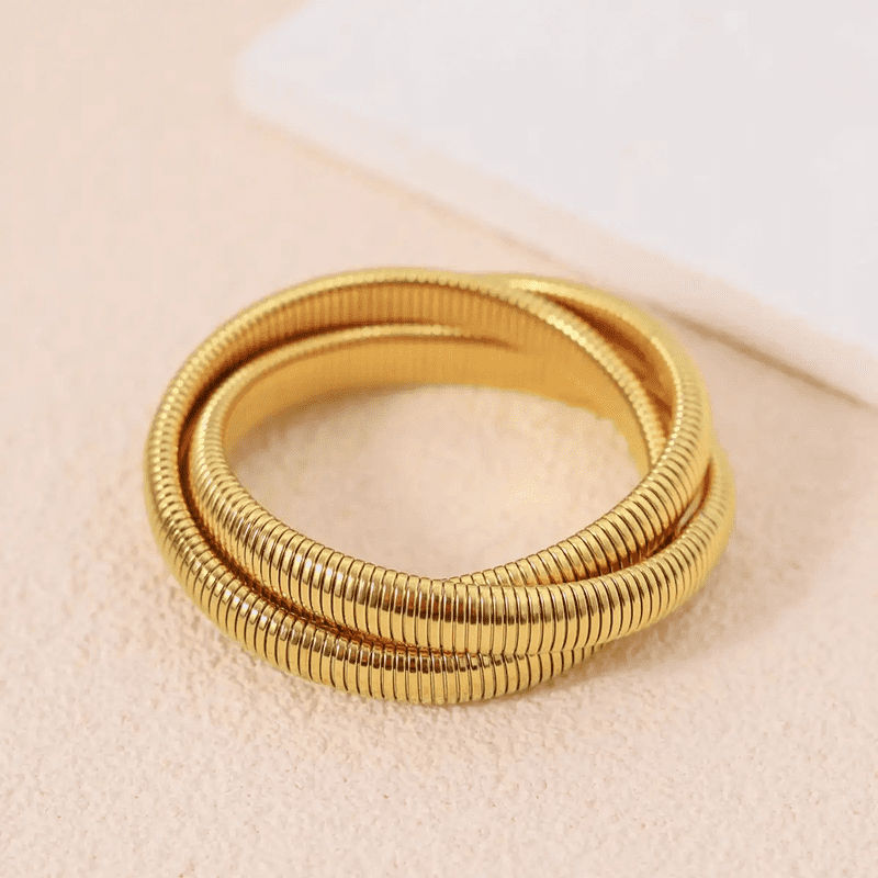 Designs & You Gold Plated Triple Layer Snake Chain Tangled Bracelet
