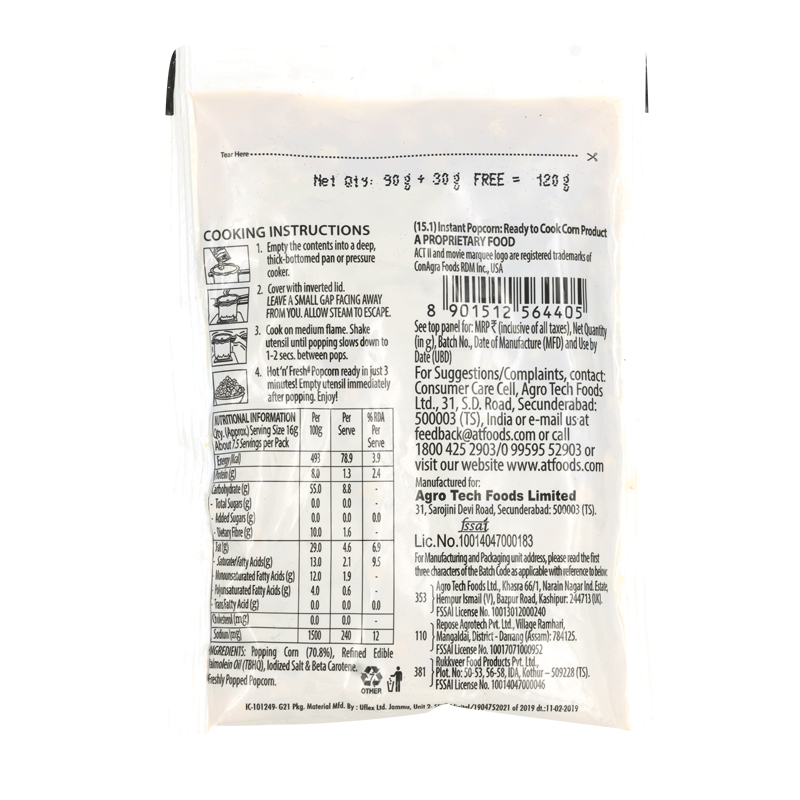 ACT II Instant Popcorn - Golden Sizzle 120 g Combo