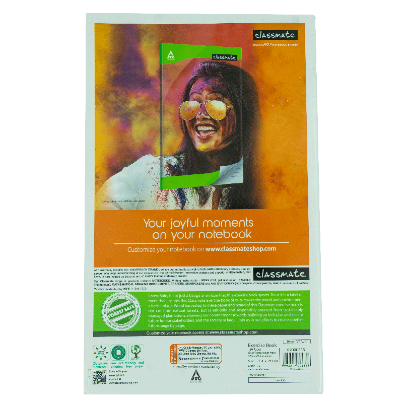 Classmate Longbook Unruled 314 x 194 160 Pages - Assorted