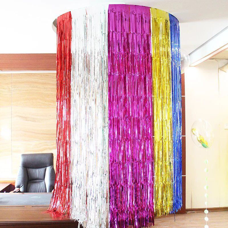 Foil Fringe Curtain For Party Decoration - Assorted Color