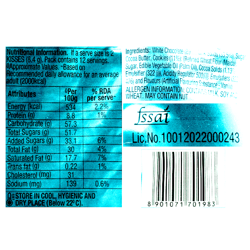 Hershey's Cookies N Creme Chocolate Share Bag 100 g Combo