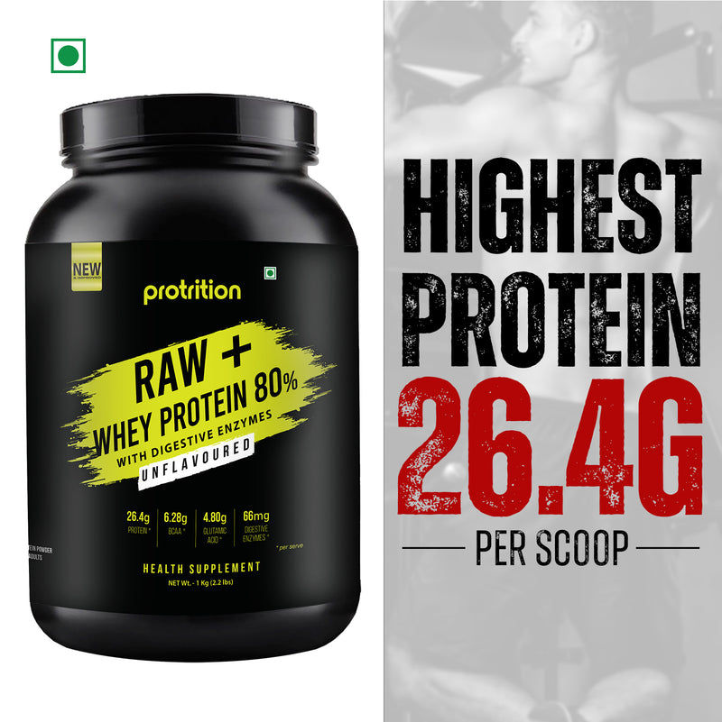 Protrition Raw + Whey Protein 80%, Unflavoured