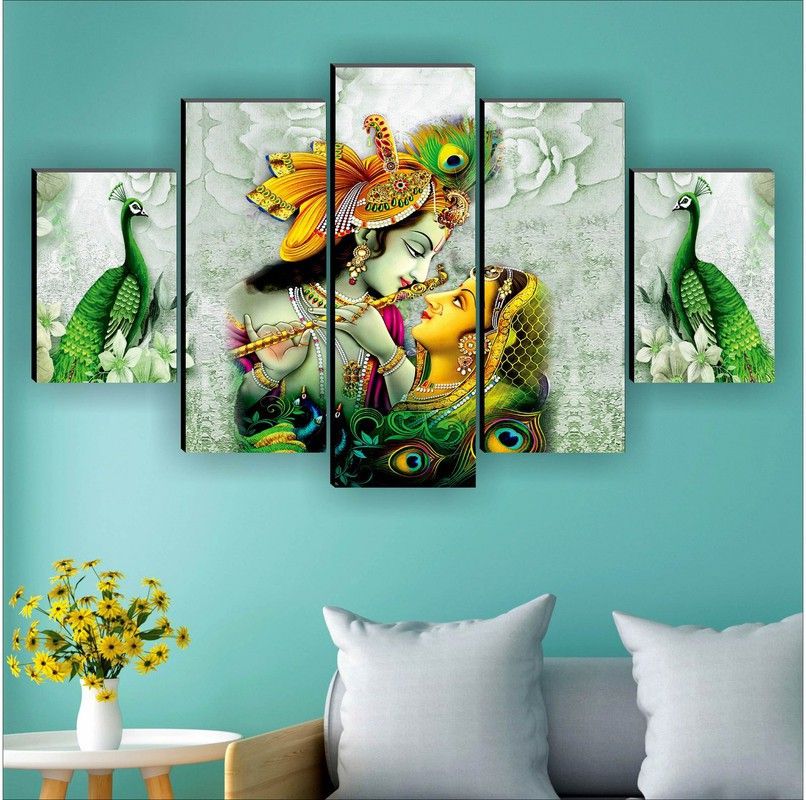 Saf Radha Krishna Religious Uv Textured Digital Reprint 18 Inch X 30 Inch (Without Frame,Pack Of 5)