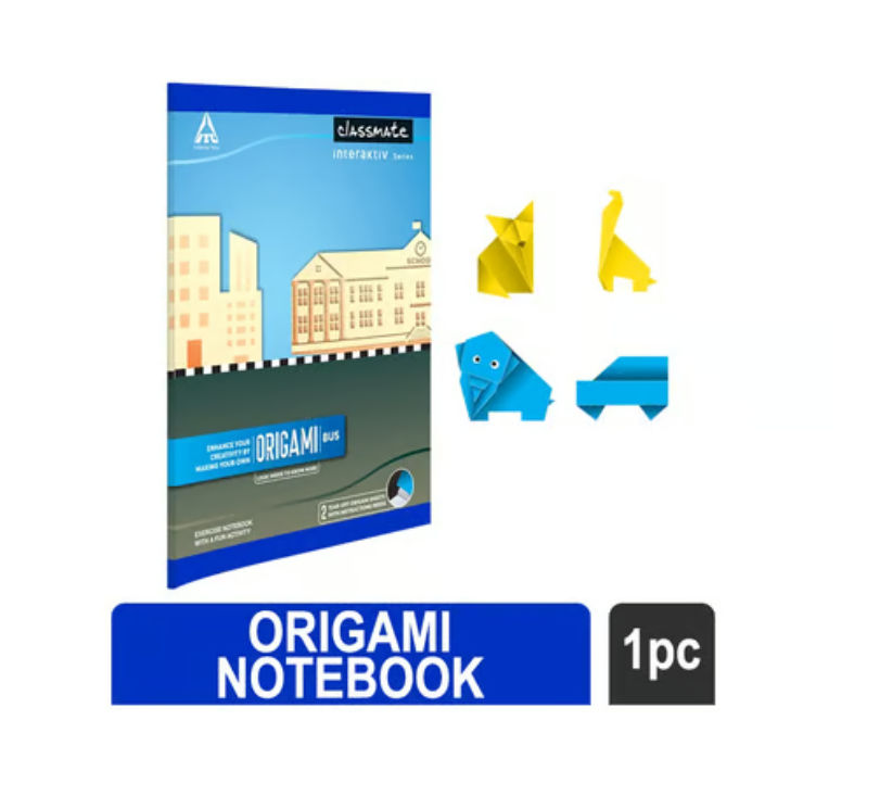 Classmate | Assorted Single Line Origami Notebook (24 x 18 Cm, Assorted, 168 Pages)
