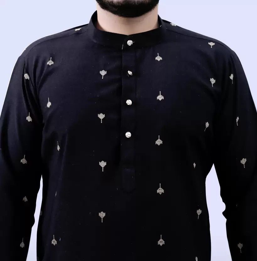 Tibra Collection Men Kurta - Black | Cotton Blend | L