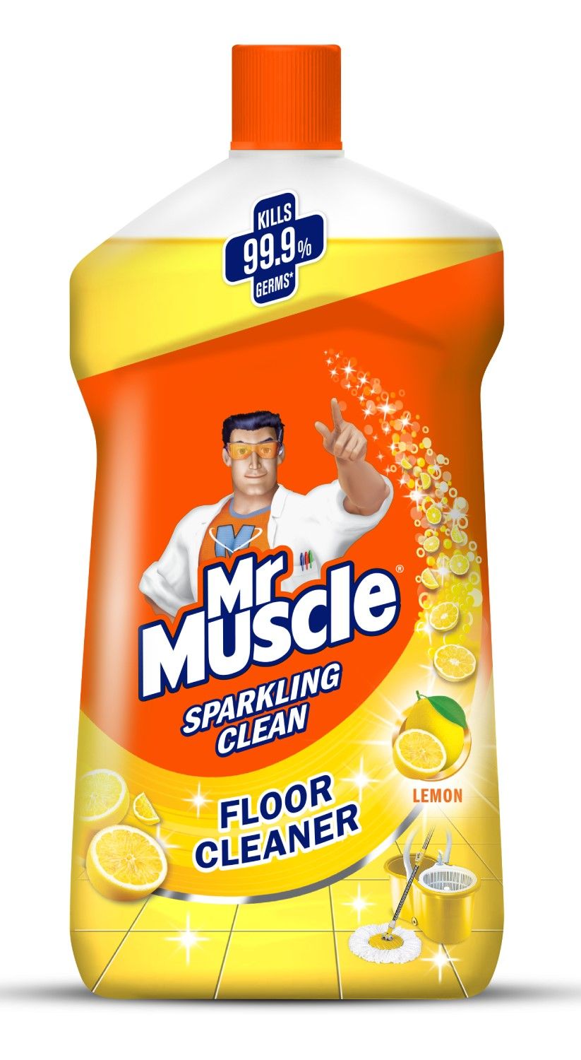 Mr Muscle Sparkling Floor Cleaner Liquid Lemon Citrus, Kills 99.9% Germs 1 l Combo
