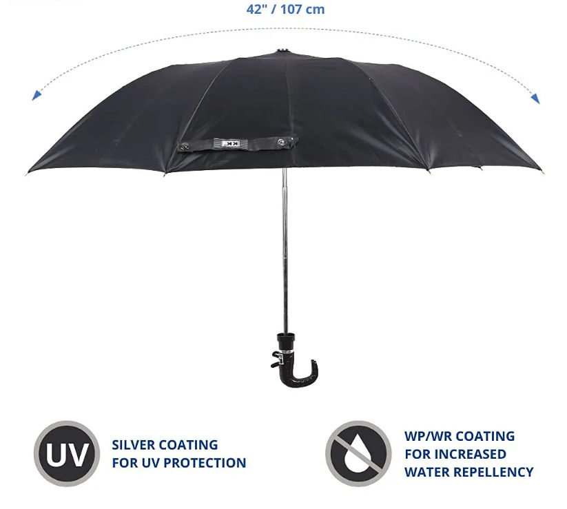 Fendo Black 2 Fold Polyester Umbrella - 21 inch