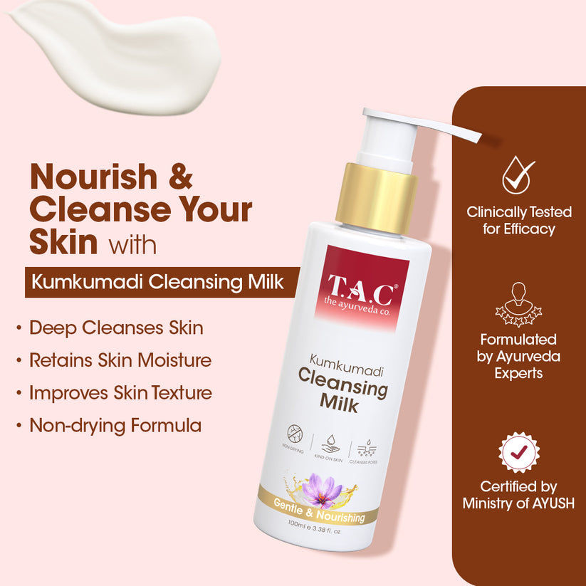 TAC Cleansing Milk for Smooth, Soft & Clear Skin, Makeup Remover Face Wash