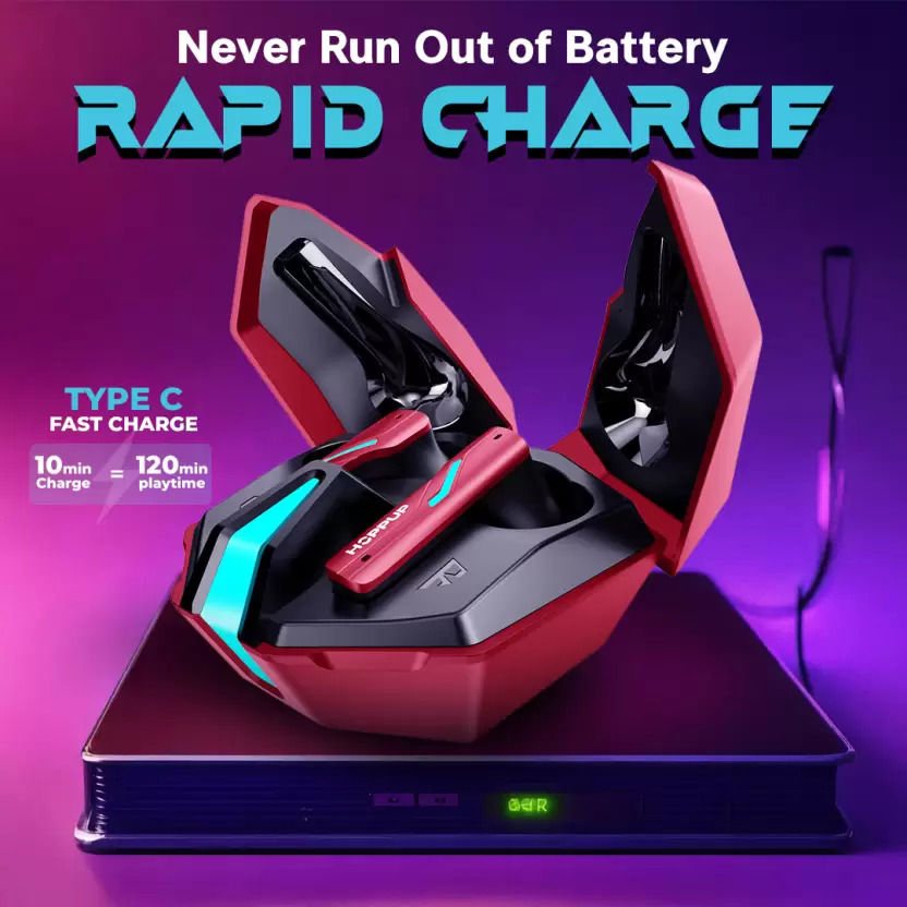 Hoppup Xo6 Gaming Earbuds With 35Ms Low Latency, Rgb Led, 13Mm Drivers (Red, True Wireless)