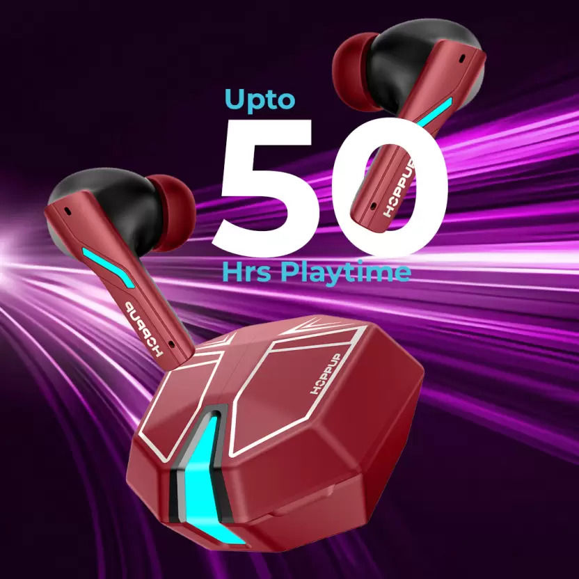 Hoppup Xo6 Gaming Earbuds With 35Ms Low Latency, Rgb Led, 13Mm Drivers (Red, True Wireless)
