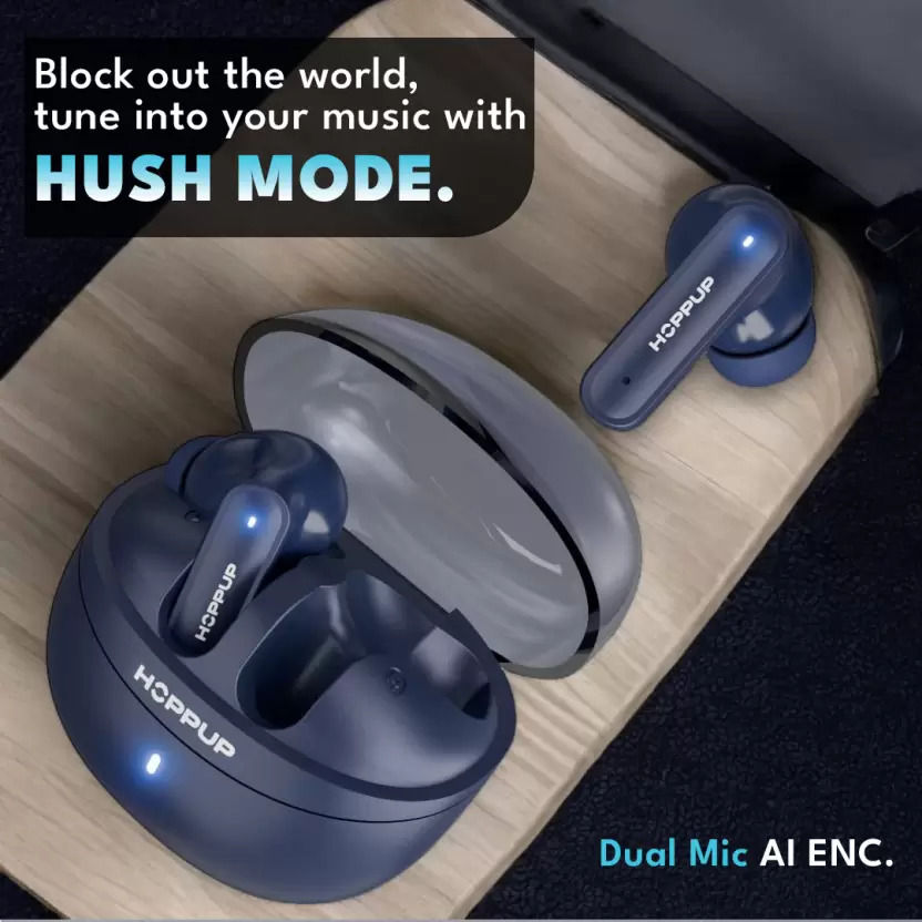 Hoppup Airdoze F50 Earbuds With 40H Playtime, 40Ms Low Latency, Ai Enc (Navy Blue, True Wireless)