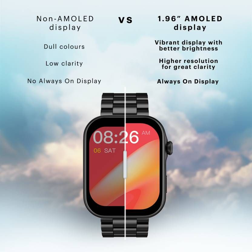Noise Colorfit Vision 3 Smartwatch with Bluetooth Calling | 1.96" Display | Thin Bezel - Jet Black