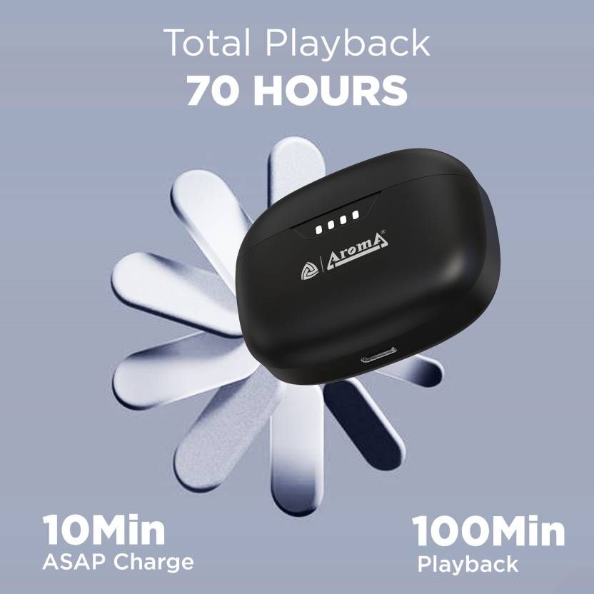 Aroma Nb138 Ascrow - 70 Hours Playback|Tws|Fast Charing |Anc With 32Db Noise Cancellation|Black