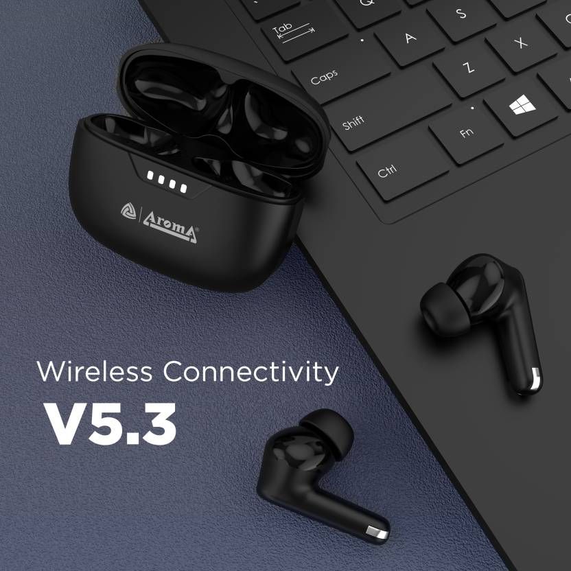 Aroma Nb138 Ascrow - 70 Hours Playback|Tws|Fast Charing |Anc With 32Db Noise Cancellation|Black