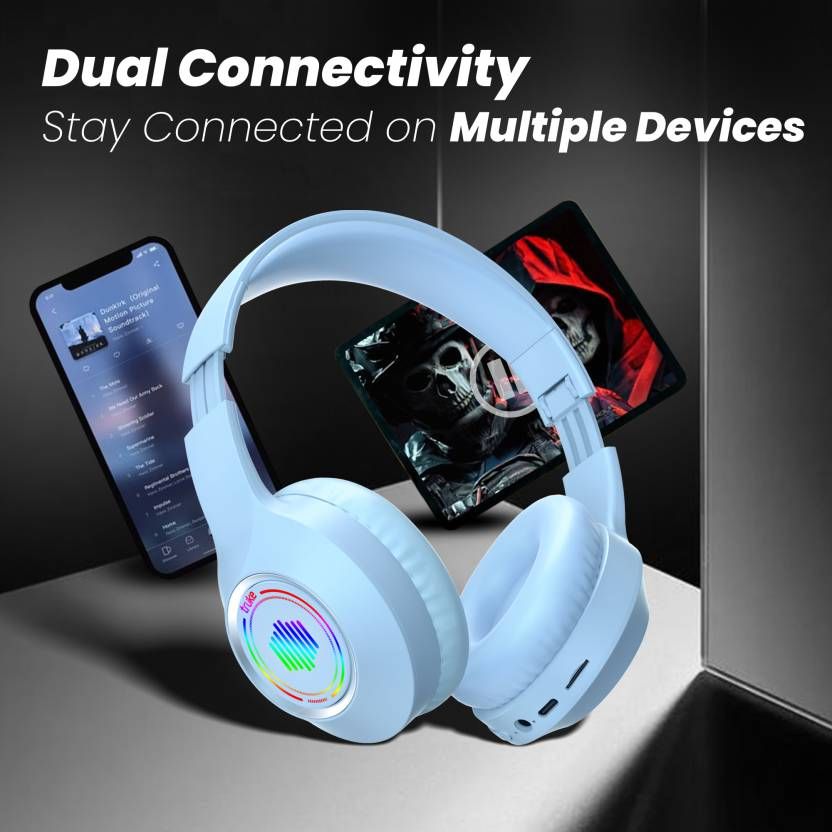 truke BTG 500 True Wireless Bluetooth Headphone with 40mm Drivers, Dual Pairing - SkyBlue