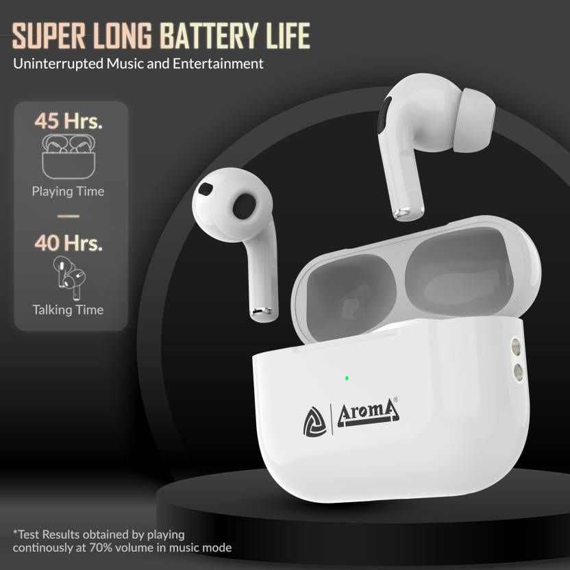 Aroma NB121 Pro Pods - 40 Hours Playback | TWS | Fast Charing | Dual Device Compatible|White