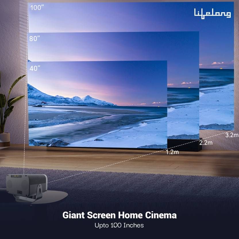 Lifelong Minipix Smart Projector (3500 lm) Portable Android 720p HD Native with 4K, Upto 120-inch Display
