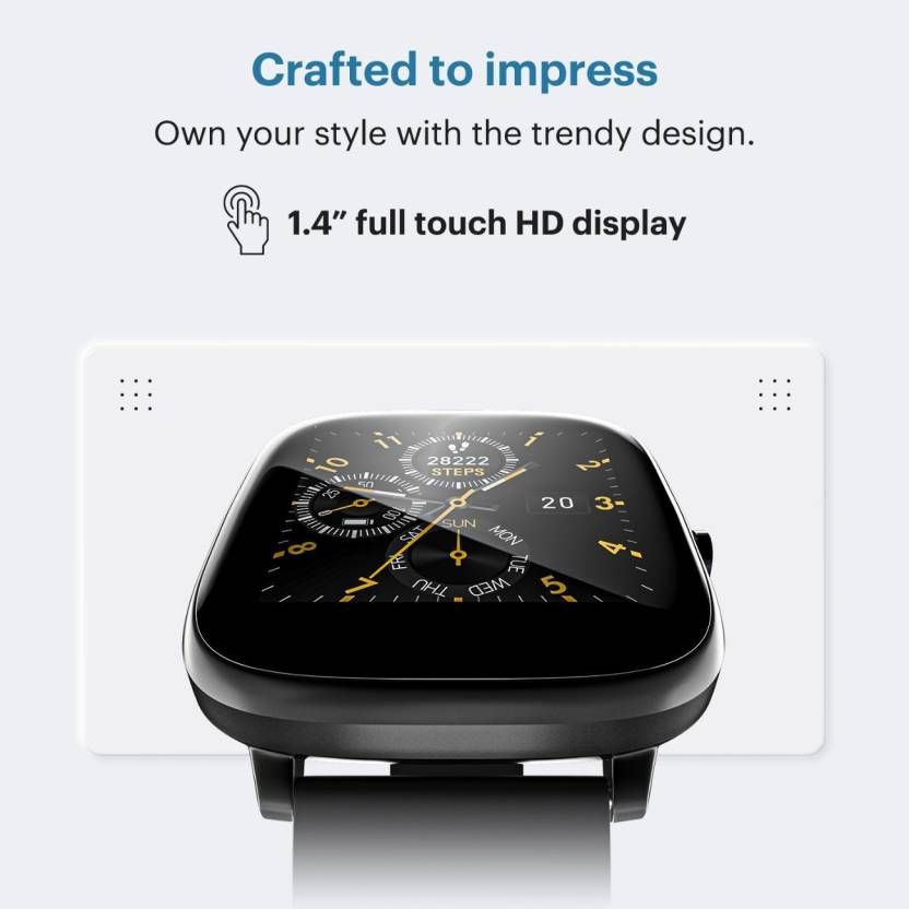 Noise Colorfit Qube Oxy Smartwatch | 1.4" Display | Multi-Sports Modes - Charcoal Black