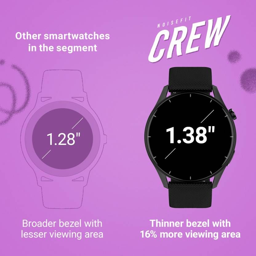 Noise  Crew Smartwatch with Bluetooth Calling | 1.38" TFT Display | IP68 Water Resistance - Jet Black