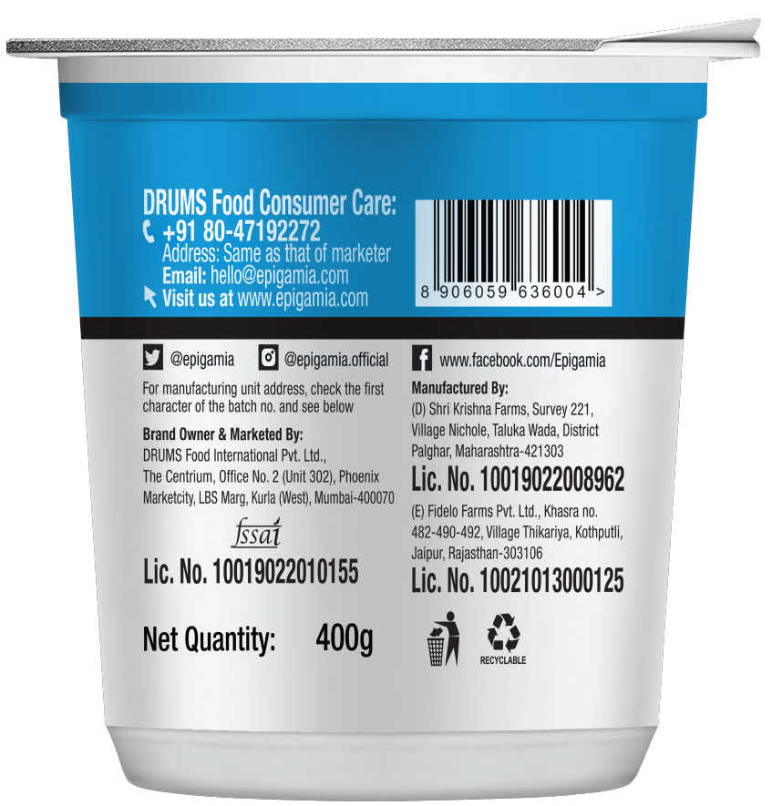 Epigamia Greek Yogurt- Natural 400 g Combo