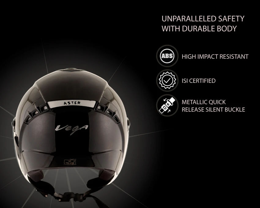 Vega Aster Dx Black Open Face Helmet-M