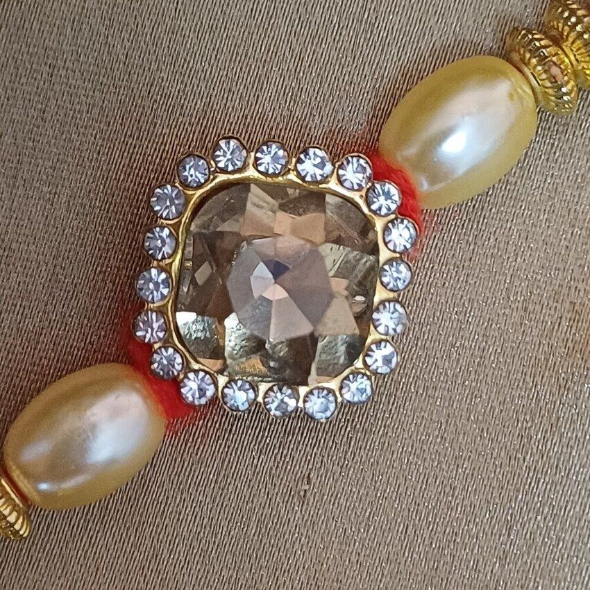 Gullak Gold Multicolour Crystal Rakhi - Elegant and Sparkling