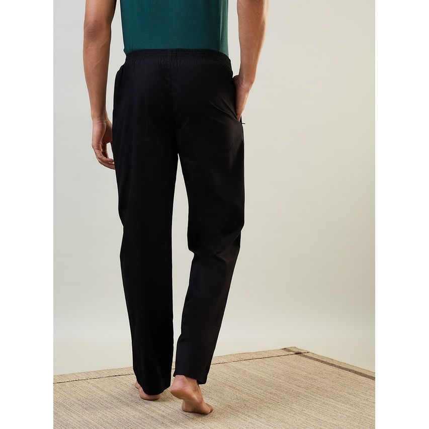 Sleepz by Raymond Mens Regular Fit Solid Pattern Pure Cotton Pyjama 00S-Black