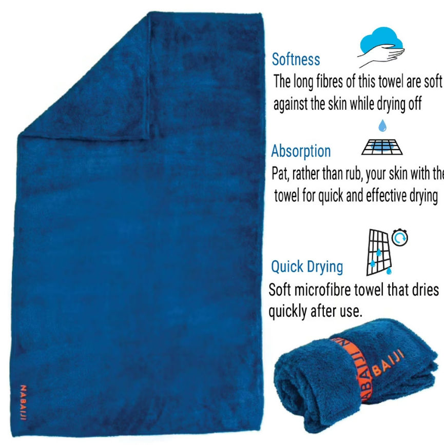 Nabaiji By Decathlon | Ultra-Soft Microfiber Quickdry Towel L 80x130cm - Blue