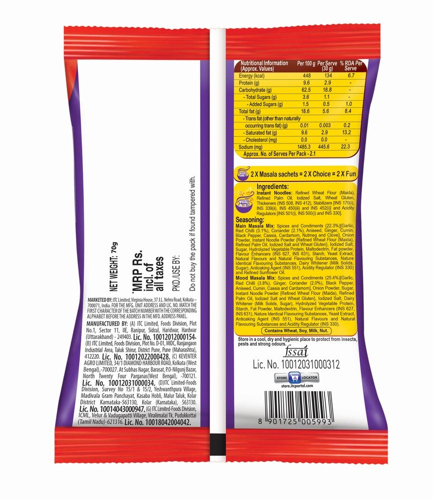 YiPPee! Mood Masala Noodles - 2 Masala Sachets