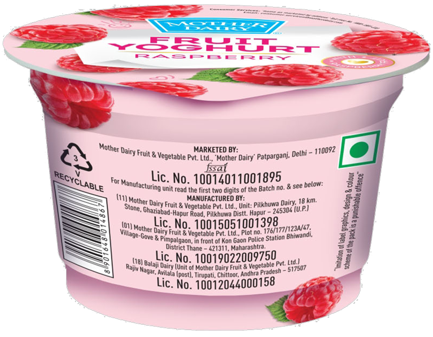 Mother Dairy Yoghurt- Raspberry 100 g Combo
