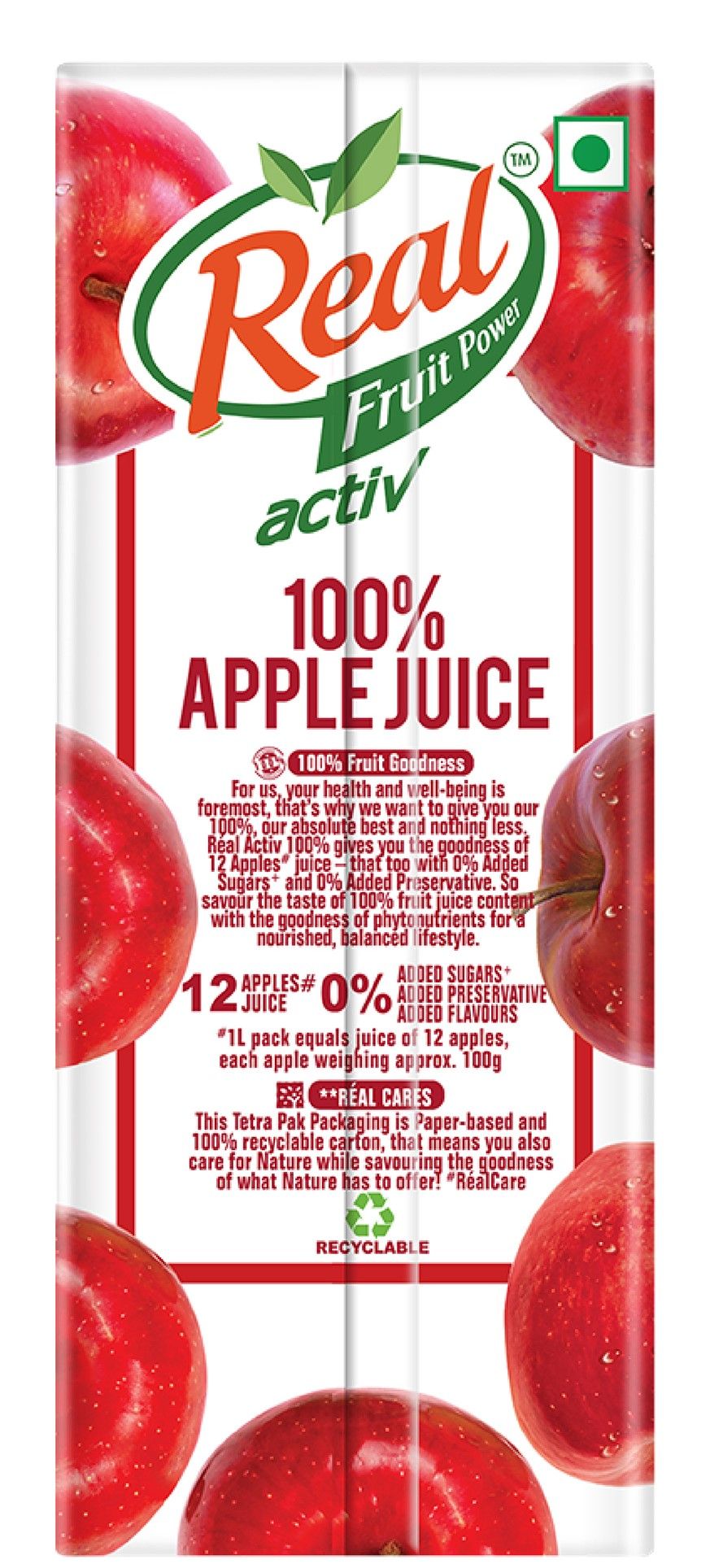 Real Activ 100% Apple Juice With No Added Sugars & Preservative