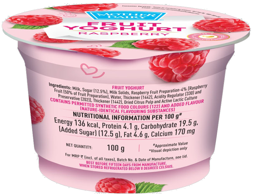 Mother Dairy Yoghurt- Raspberry 100 g Combo