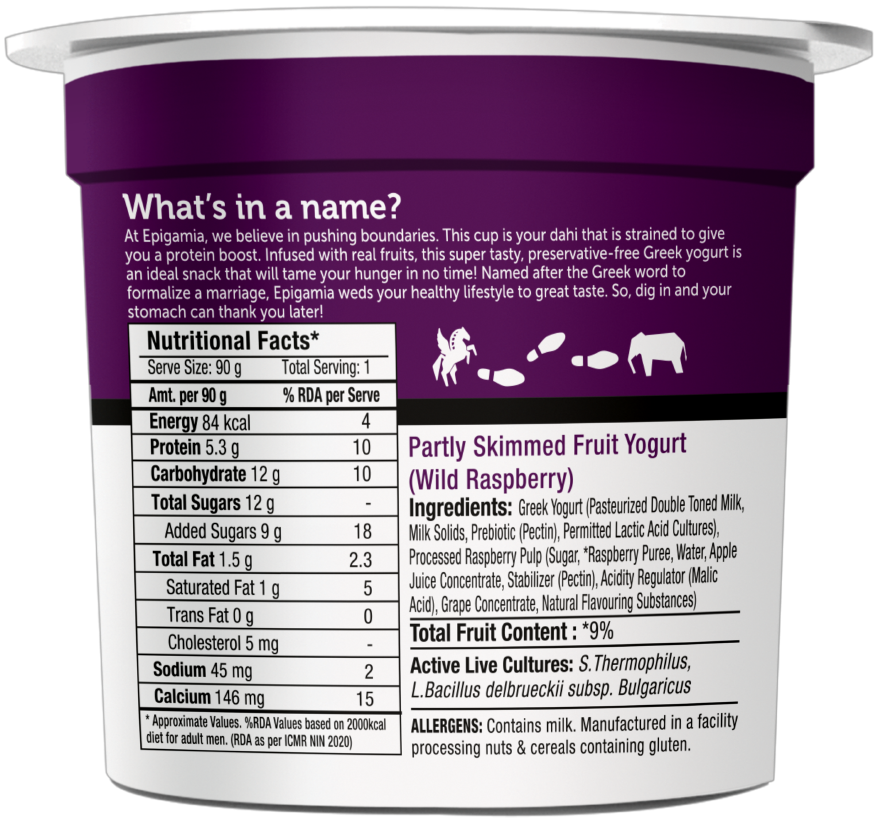 Epigamia Greek Yogurt- Raspberry 85 g Combo