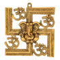 Buy eCraftIndia Golden Lord Ganesha on Om Swastik Metal Wall Hanging ...
