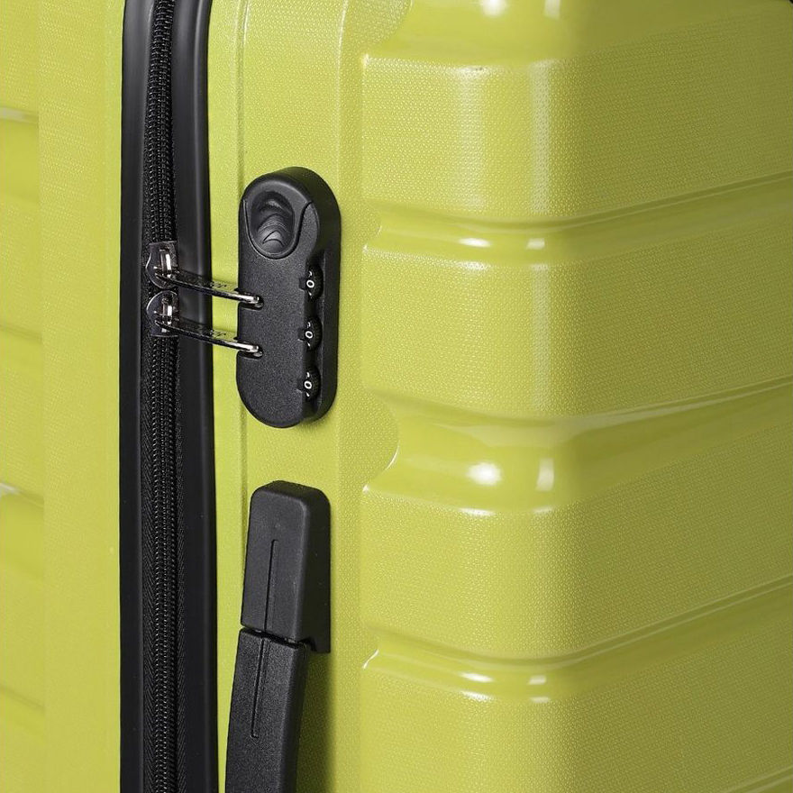 Teakwood Textured ABS 40 L Retractable Hard Luggage Trolley Bag | Lime Green - L and M