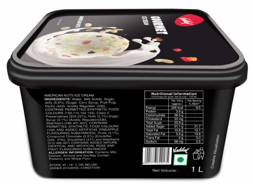 Vadilal American Nuts Ice Cream Tub