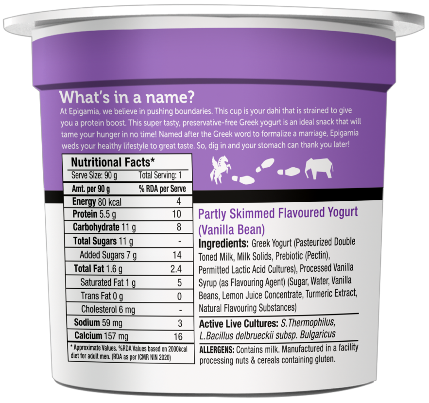 Epigamia Greek Yogurt- Vanilla Bean 85 g Combo